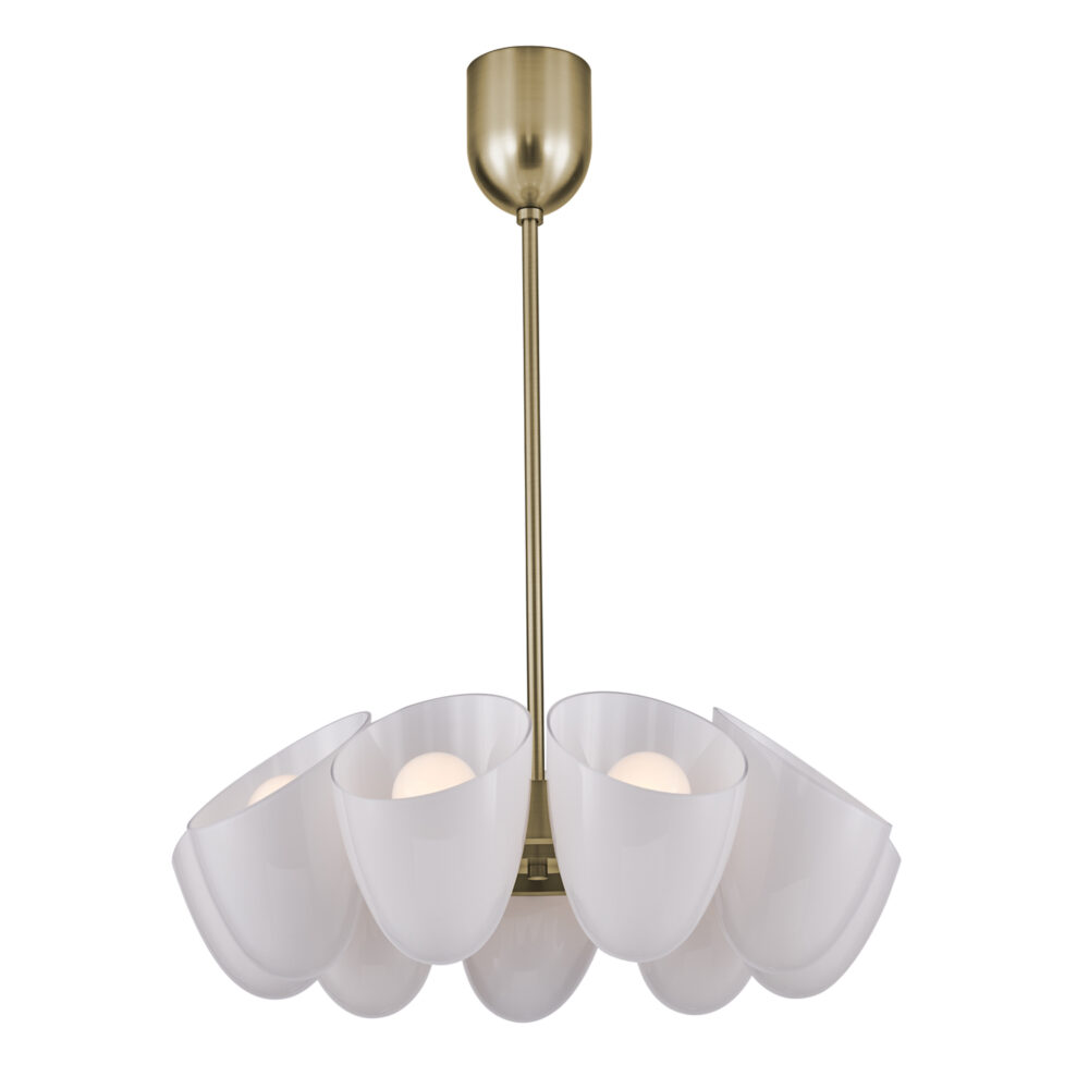 Amor chandelier in Winter Brass with white textured detail