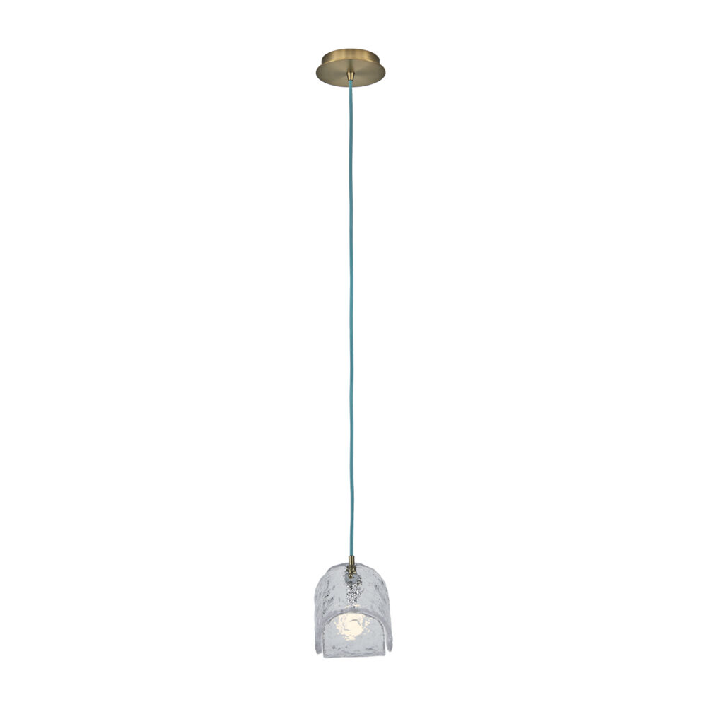 Kiriko pendant with faceted glass in Winter Brass finish